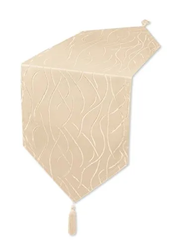 Unbekannt Tischläufer Damast Streifen Tischband Tischwäsche Mitteldecke #1144 (beige, 30x160)