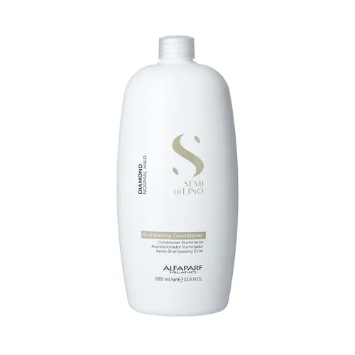 Alfaparf Milano Semi Di Lino Diamond Illuminating Conditioner 1000 ml - Haarspülungen mit intensiven Glanz und Feuchtigkeit für normales bis coloriertes Haar. Die sulfatfreie Formel schützt und pflegt, während der Multivitamin-Komplex das Haar revitalisiert.