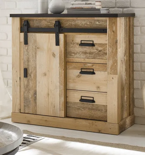 Furn.Design Kommode 'Stove' - Moderne Kommode in Vintage-Optik mit FSC®-zertifiziertem Holz, bietet viel Stauraum und Soft-Close-Funktion, ideal für Wohnzimmer & Esszimmer.