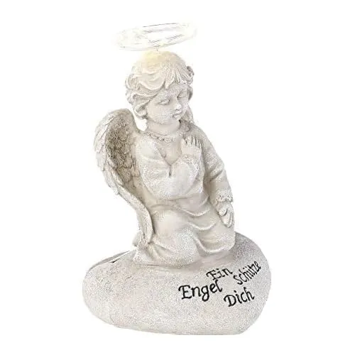 Lunartec Solarengel: Schutzengel-Figur mit Solar-LED-Licht, 7 LEDs, 20 cm, IP44 (Engel mit Licht für Grab, Solar Grabschmuck, Solarleuchten)