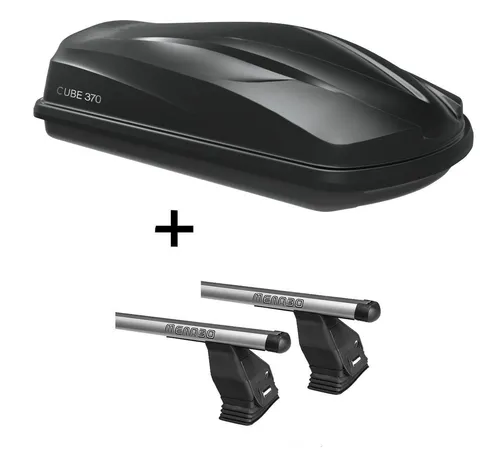 CUBE370 Dachbox & Menabo Tema Dachträger für VW T5 Multivan - Gepäckträger mit 370 Litern Volumen, max. Zuladung 75 kg, TÜV-geprüft und ideal für VW T5 Multivan ab 2009. Inklusive stabilen Dachträgern und Montageanleitung.