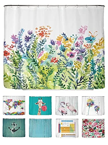 arteneur® Bunte Blumen Duschvorhang 240x200 - Anti-Schimmel & Recycelt - Duschvorhänge aus 100% recyceltem Polyester, antibakteriell und waschbar. Ideal für ein schönes Bad mit knalligen Farben und langlebigem Design.