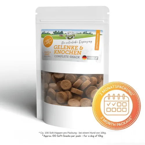 Bellfor Gelenke & Knochen Complete-Snack für Hunde - 150g - Leckerbissen für Hunde zur Unterstützung der Gelenke und Knochen. Mit wertvollen Inhaltsstoffen aus der Eierschalenmembran für eine optimale Beweglichkeit und Lebensfreude. Ideal für alle Rassen und Altersgruppen.