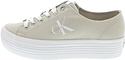 Calvin Klein Jeans Damen Vulcanized Sneaker Plateau, Beige (Eggshell/Bright White), 40 - Damen-Sneaker mit hochwertigem Design und optimaler Passform. Die bequeme Schaum-Einlegesohle sorgt für angenehmen Tragekomfort, ideal für den Alltag oder schickere Looks.