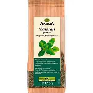 Alnatura Bio Majoran gerebelt, 12.5g - Ungemahlene Kräuter & Gewürze mit intensivem Aroma, ideal für Suppen und Fleischgerichte, in bester Bio-Qualität.