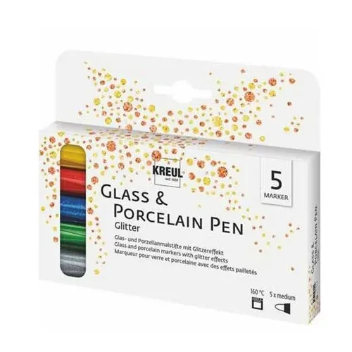 Kreul Glass & Porcelain Pen Glitter medium 1-3mm 5 Stück