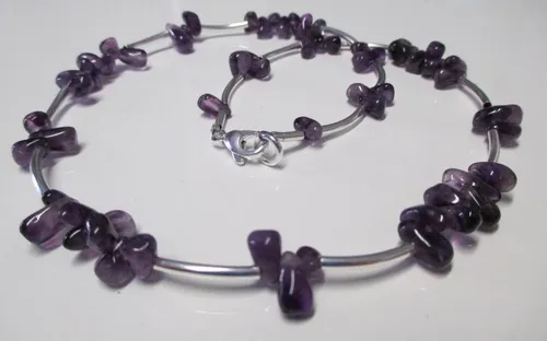 Edelschmiede925 Kette ohne Anhänger moderne Amethyst Halskette 925/- Silber 45cm