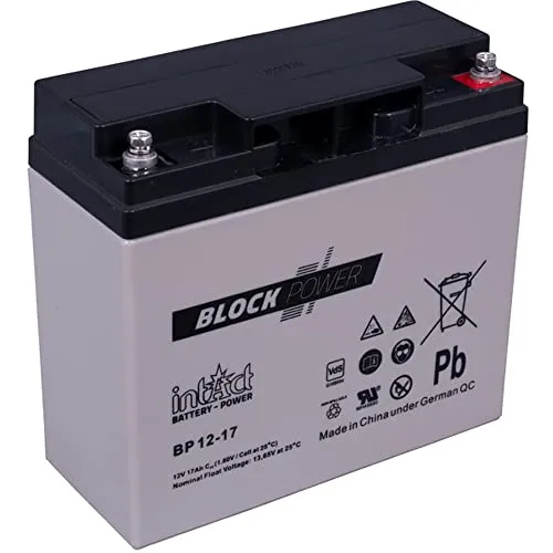 intAct Block-Power AGM Batterie 12V 18Ah - auslaufsicher und wartungsfrei - vielseitige AGM Versorgungsbatterie - für Freizeitbereich, Notstromanlagen, Sicherheitssysteme - Maße (LxBxH): 181x77x167mm
