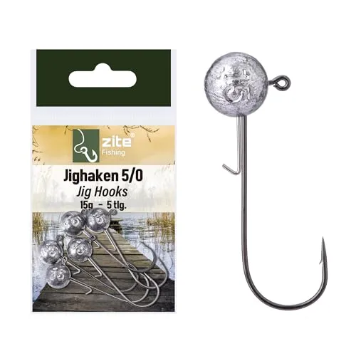 Zite Fishing Jigkopf-Sortiment 5/0 Verschiedenen Gewichte 5-25 g für Barsch bis Hecht Raubfischangeln (15, Gramm)
