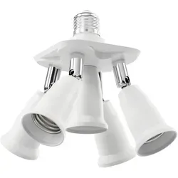 ledscom.de E27 Sockel, 5-fach Splitter-Adapter, weiß