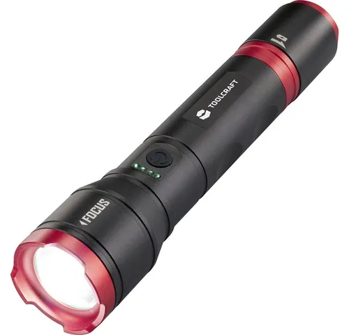 TOOLCRAFT Handlampe verstellbar, 1200 Lumen - Taschenlampen, Stirnlampen – Starke mobile Lichtquelle mit einstellbarer Punktgröße und Stroboskopmodus, ideal für professionelle Einsätze und nächtliche Streifengänge.
