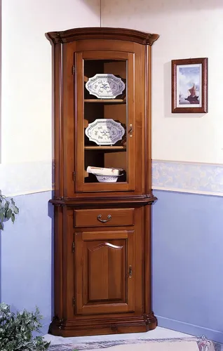 Xlmoebel Vitrine Retro Wohnzimmerschrank aus Massivholz mit viel Stauraum (1-St., Vitrine) Hergestellt in Europa