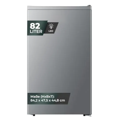 YUNA Kühlschrank Serebro E - 84 cm hoch, 47.5 cm breit, Energieeffizienzklasse E - Kühlschrank mit 94 l Kühlraum, wechselbarem Türanschlag und leiser Betriebslautstärke von nur 36 dB(A) - ideal für kleine Küchen!