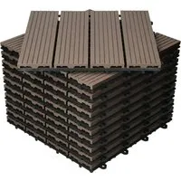 ECD Germany 44xWPC Terrassenfliesen Dunkelbraun 30x30cm - Fliesen für Balkon und Terrasse, rutschfest und wetterbeständig dank hochwertigem WPC-Material. Einfaches Klicksystem für eine schnelle Verlegung.