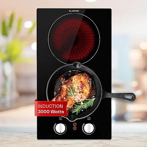Klarstein Glaskeramik Kochfeld 3000 W - Kochfelder: Modernes Einbau-Kochfeld mit 3000 Watt, ideal für sicheres Kochen dank Kindersicherung und Überhitzungsschutz.