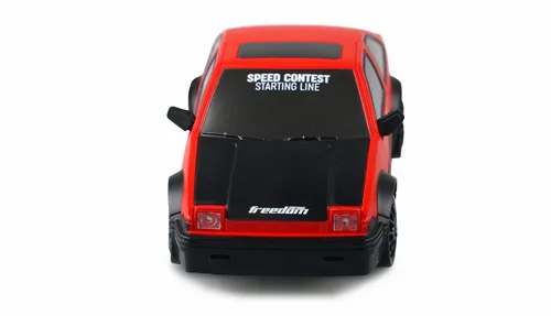 AMEWI 21083 Drift Sport Car 1:24 - Rot Schwarz - RC-Modelle mit extremen Driftwinkeln auf glatten Untergründen. Mit 2,4 GHz Fernsteuerung für gleichzeitigen Betrieb mehrerer Autos und Frontbeleuchtung mit LEDs.