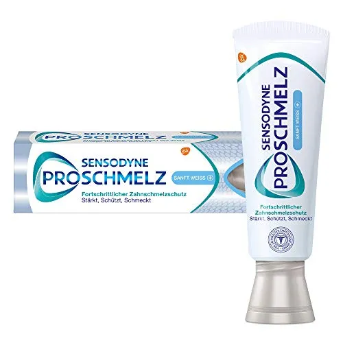 Sensodyne ProSchmelz Sanft Weiss Plus Zahnpasta 75ml - Zahnpasta mit Whitening Effekt und fortschrittlichem Zahnschmelzschutz - schützt vor Karies und reduziert Schmerzempfindlichkeit für starke, natürlich weiße Zähne.