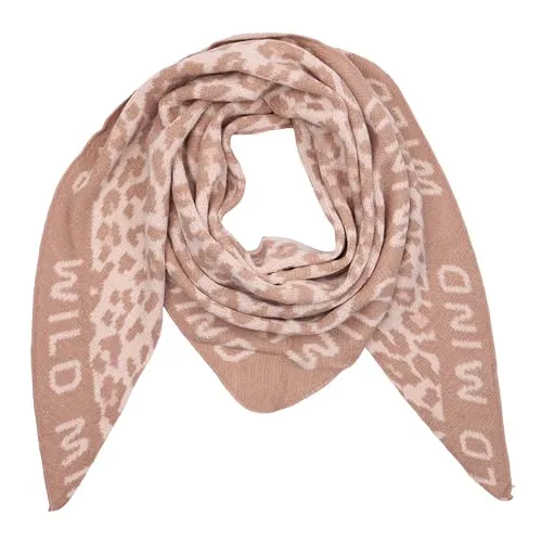 MIRROSI Dreieckstuch Damen – Kuscheliger Dreiecksschal 190x80 cm im Leo-Leopard Muster, Trendiges LEO-Design, Weich & Wärmend (Leo Wild Mind: Dunkelbeige)