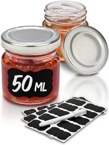Praknu 24 Mini Gläser 50ml mit Deckel