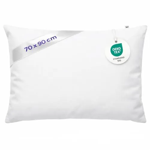 Wolkenfeld Kopfkissenbezug 70x90 – Kissenbezug für langes Kissen & Seitenschläferkissen – Öko-Tex Zertifiziert – Verdeckter Reißverschluss – Pflegeleicht & atmungsaktiv – Weiß