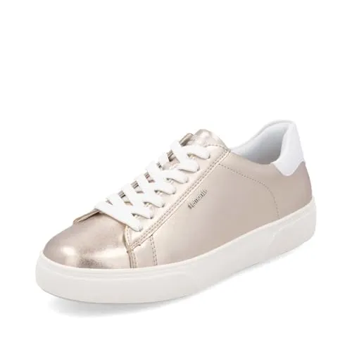 Remonte Plateausneaker mit Kontrastbesatz in Beige - Sportlicher Schnürschuh mit 3 cm Plateauhöhe und gepolstertem Softfußbett für optimalen Komfort. Ideal für Freizeitaktivitäten und modische Akzente.