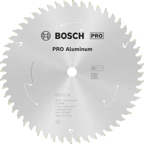 Bosch Kreissägeblatt Standard for Aluminium 150x1.8/1.3x10, 52 Zähne - Metallkreissägeblatt für Akkusägen, maximiert die Akkulaufzeit und ermöglicht müheloses, sauberes Sägen dank extraschmaler Schnittfuge und hochwertigen Hartmetallzähnen.