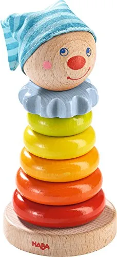 HABA 302913 Steckspiel Kasper - Buntes Holzspielzeug für Kleinkinder ab 18 Monaten, fördert Feinmotorik und Farbenlernen