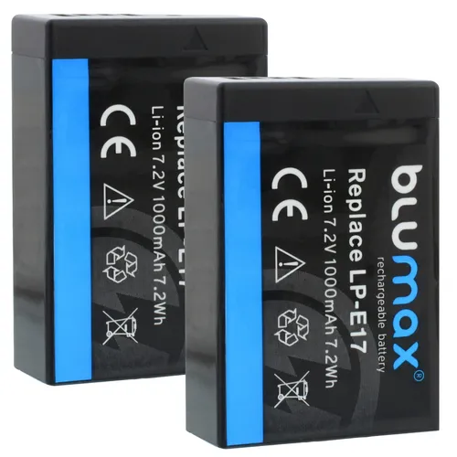 Blumax Akku für Canon LP-E17 – 1000 mAh - Hochwertiger Kameraakku mit 1000 mAh für Canon EOS Modelle. Verlassen Sie sich auf zuverlässige Energie für Ihre Aufnahmen und genießen Sie lange Einsatzzeiten.