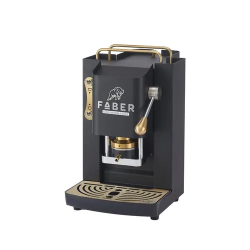Faber Pro Deluxe 3.0 Black Messing ESE Pad Kaffeemaschine - Elegante Kaffeepadmaschine in Schwarz für verschiedene Kaffeevariationen. Genießen Sie perfekten Espresso mit einfacher Handhabung und modernem Design.