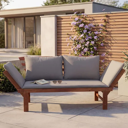 Produktbild riess-ambiente Gartenbank MODULAR 200cm – klappbar, FSC zertifiziert, mit Kissen für Garten & Terrasse