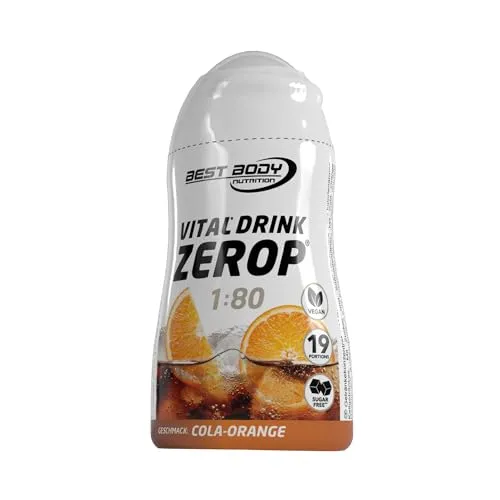 Best Body Nutrition Vital Drink ZEROP - Cola Orange, Original Getränkekonzentrat - Sirup - zuckerfrei, 1:80 ergibt 19 Portionen Fertiggetränk, 48 ml