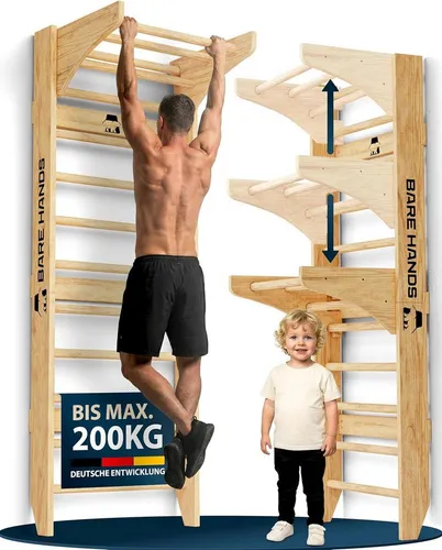 Bare Hands Sprossenwand 3in1 – Vielseitige Sprossenwand für Kinder und Erwachsene bis 200 kg