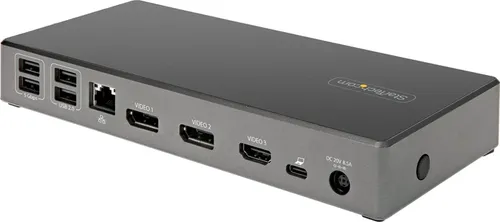 StarTech.com USB-C Dock mit Dreifach 4K Monitor Unterstützung - Vielseitige USB-C Dockingstation für Laptop-Docking mit 100 W PD 3.0. Unterstützt 3 Monitore und bietet 6 USB-Anschlüsse für effizientes Arbeiten.