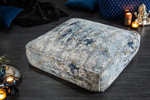 Riess-Ambiente Bodenkissen XL ABSTRAKT 70cm blau/beige - Bodensitzkissen mit floralen Mustern, ideal für maritimes Flair in deinem Zuhause und perfekt zum Entspannen.