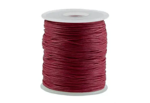 maDDma Kordel 90m gewachste Baumwollschnur 1mm auf Spule Schmuckkordel Schnur, bordeaux