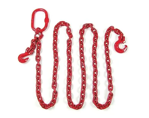 Joma-Tech | Forstkette rund | Gliedstärke: 10 mm | Länge: 2,5 m | mit Verkürzung und Schlinghaken | Rückekette für Forstarbeiten & Holzrückung | Rot