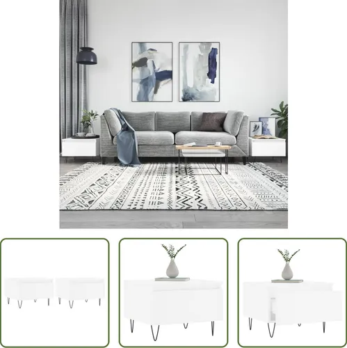 The Living Store Couchtische 2 Stk. Weiß 50x46x35 cm