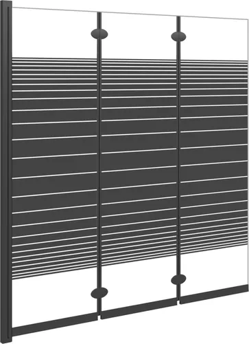 vidaXL Badewannenfaltwand 3-teilig 130x130 cm ESG Schwarz - Duschwand aus ESG-Sicherheitsglas, faltbar für platzsparende Nutzung und modernes Design, ideal für stilvolle Badezimmer.