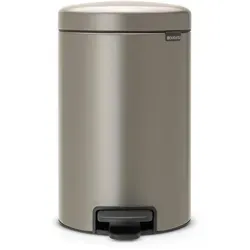 Brabantia Abfalleimer NEW Icon 12L - Stylischer Küchenabfalleimer aus Kunststoff in Platin, mit 12L Fassungsvermögen – ideal für eine ordentliche und moderne Küchenausstattung.
