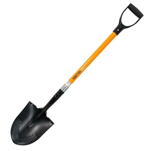 FRONTTOOL Spatenschaufel 2in1 - Amerikanische Form - Gartenspaten aus Kohlenstoffstahl mit Fiberglasstiel, ideal für vielseitige Gartenarbeiten und robust gegen Verschleiß.
