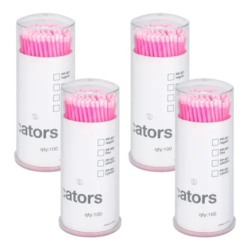 G2PLUS 400 Stück Microbürsten Wimpernbuerste Micro Applikatoren Pinsel Microbrush Stäbchen für Wimpernverlängerung,Rosa