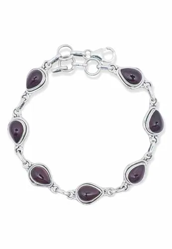 mantraroma Armband 925 Silber Granat roter Stein Edelstein Armreif Silber Damen Sterling Silber Geschenk (MAB-021-02)