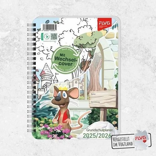 Schulplaner / Grundschulplaner Frieda und Otto A5 FLVG 2025/2026 Wechselcover