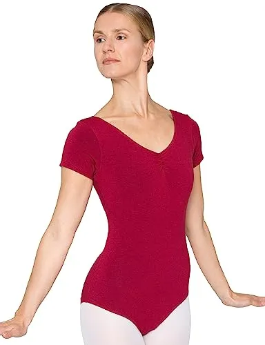 tanzmuster Ballett Trikot Damen Kurzarm in rot von tanzmuster