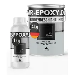Mr. Epoxy Epoxidharz Bodenbeschichtung (5 kg, RAL 7035 Lichtgrau) – Strapazierfähige 2K-Bodenfarbe für Garage & Werkstatt - Hochwertige 2K-Epoxidharz-Bodenbeschichtung für langlebige, fugenlose Böden in Garage, Keller oder Werkstatt. Einfach aufzutragen, ideal für stark beanspruchte Flächen und sorgt für eine professionelle Optik.
