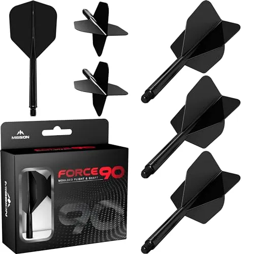 Mission Force 90 Black NO6 - Dart Flights Short von Mission Darts
