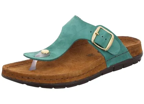 Rohde Damen Zehentrenner Pantolette Leder Rodigo-D 5860, Größe:38 EU, Farbe:Türkis