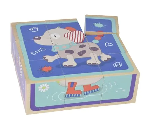 Eichhorn - Bilderwürfel Friends aus 9 Bausteinen mit 6 Tiermotiven, 9-teilig, 12x12 cm, 100% FSC Zertifiziertes Birkenholz, ab 3 Jahren