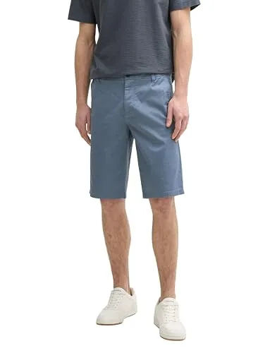 TOM TAILOR Slim Chino Shorts - Anthra Triangle Print, 32 - Herren-Shorts aus leichter Baumwolle mit Stretch für optimale Bewegungsfreiheit. Slim Fit mit Gürtelschlaufen und feinem Strukturmuster.