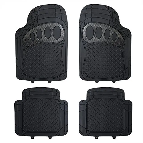 eSituro Auto Fußmatten Universal Automatten Gummimatten Gummi Matten Schneiden Autoteppiche Set Schwarz
